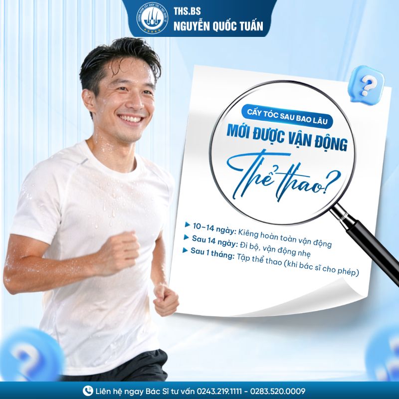 Mốc thời gian tập luyện thể thao sau cấy tóc theo từng giai đoạn phục hồi 