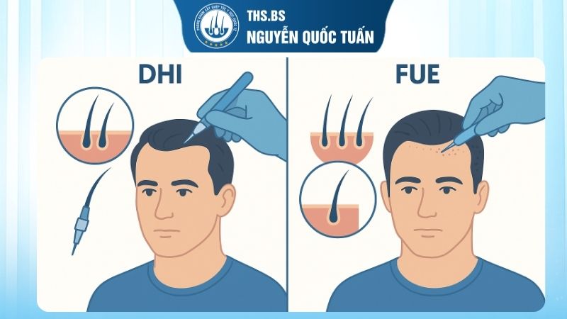 Cấy tóc FUE và DHI khác nhau ở điểm nào?
