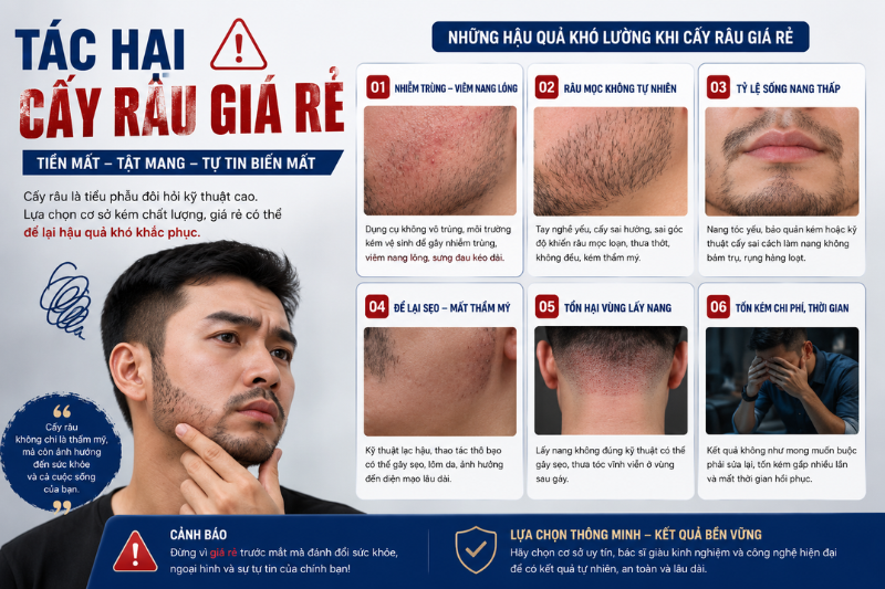  Khuyến nghị: Không nên chọn cấy râu giả hoặc dịch vụ giá rẻ 