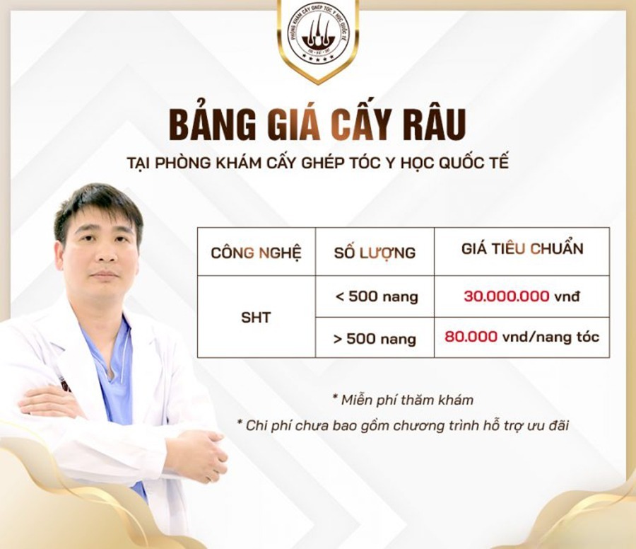 Chi phí cấy râu Phòng Khám Cấy Tóc Y Học Quốc Tế  