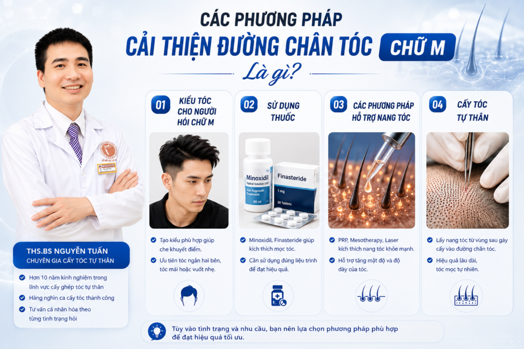  Các phương pháp cải thiện đường chân tóc chữ M là gì? 