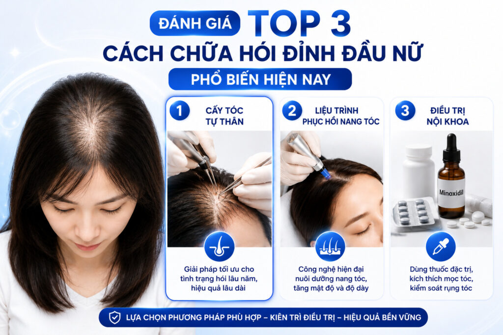 cách chữa hói đỉnh đầu nữ