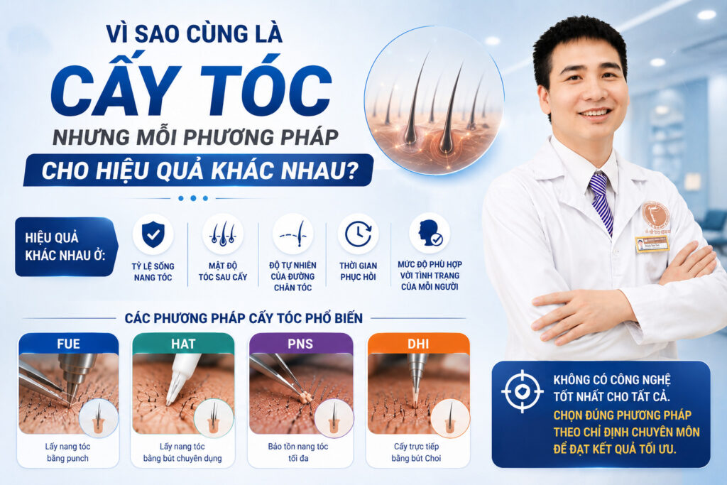 Vì sao cùng là cấy tóc nhưng mỗi phương pháp cho hiệu quả khác nhau? 