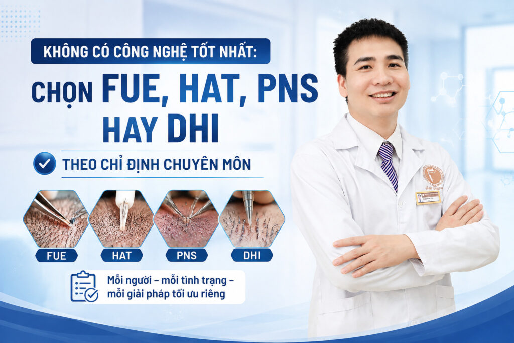 Chọn FUE, HAT, PNS hay DHI theo chỉ định chuyên môn 