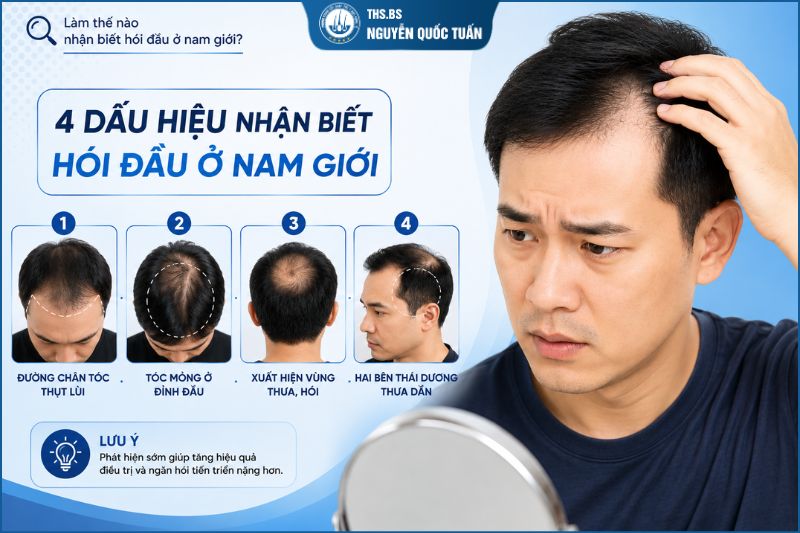 Dấu hiệu nhân biết hói đầu ở nam giới  