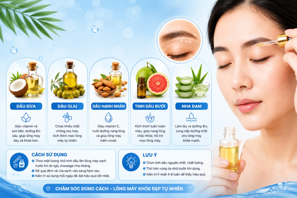  Khắc phục lông mày thưa nhạt bằng nguyên liệu tự nhiên 