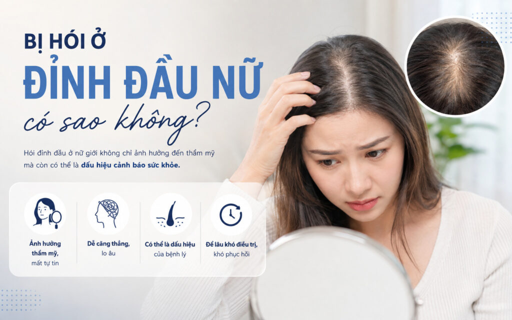 Bị hói ở đỉnh đầu nữ có sao không? 