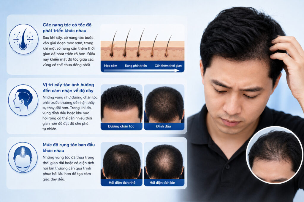 Vì sao tóc sau 6 tháng vẫn chưa dày đều? 