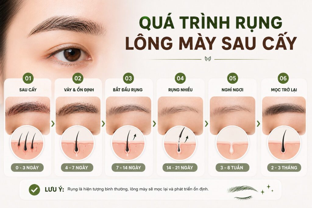 Quá trình rụng lông mày sau cấy diễn ra như thế nào?
