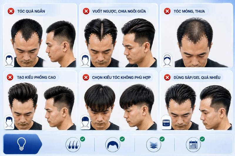 Sai lầm cần tránh khiến việc tạo kiểu không thể che được hói chữ M 
