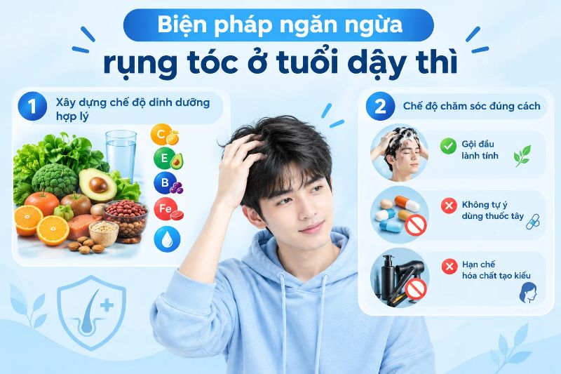 Biện pháp ngăn ngừa rụng tóc ở tuổi dậy thì 