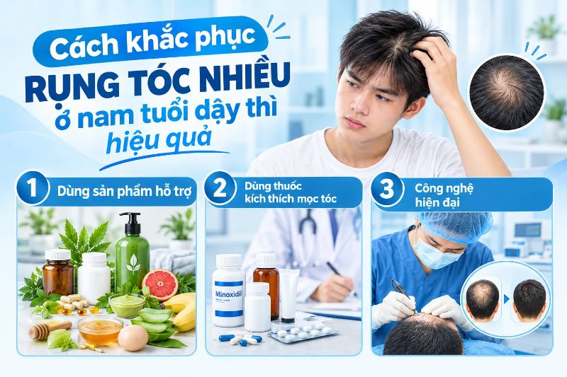 Cách khắc phục rụng tóc nhiều ở nam tuổi dậy thì hiệu quả 