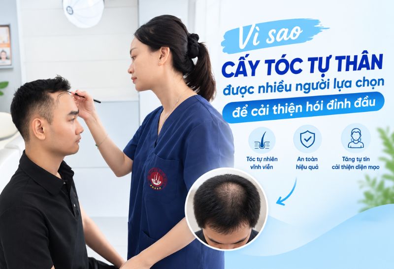 Nhiều người lựa chọn cấy tóc tự thân chữa hói đỉnh đầu  