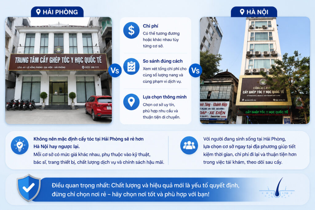 Cấy tóc ở Hải Phòng hay Hà Nội có khác nhau về chi phí 