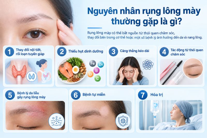 Nguyên nhân rụng lông mày thường gặp
