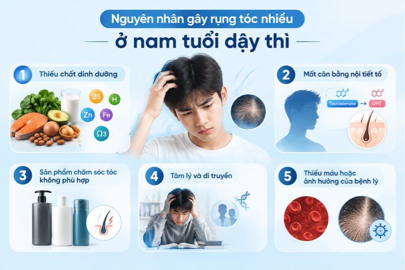 Nguyên nhân gây rụng tóc nhiều ở nam tuổi dậy thì