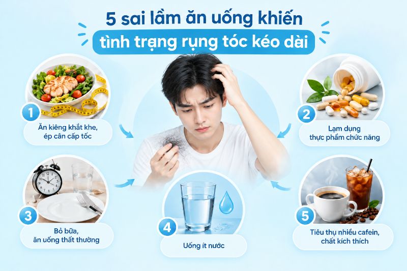 Sai lầm ăn uống khiến rụng tóc kéo dài  