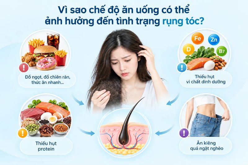 Vì sao chế độ ăn uống có thể ảnh hưởng đến tình trạng rụng tóc 