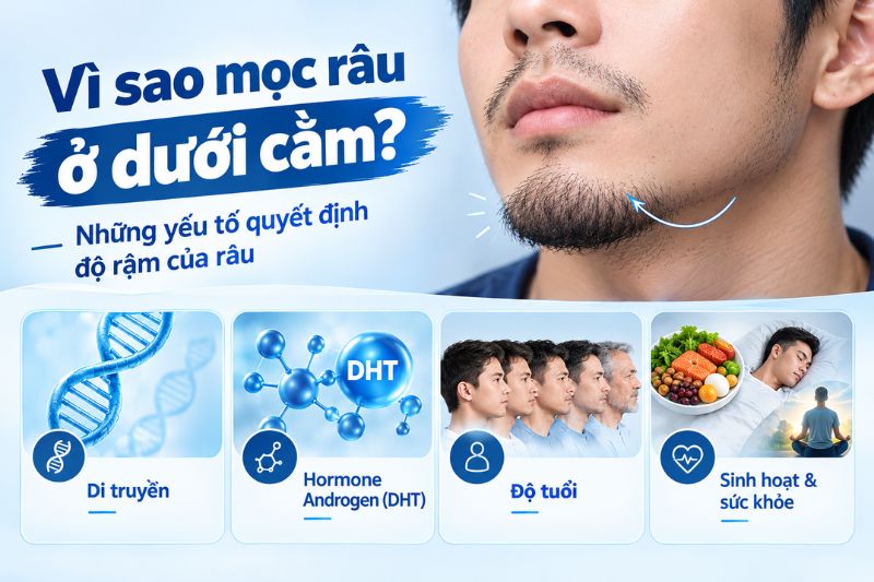 Vì sao mọc râu ở dưới cằm? 