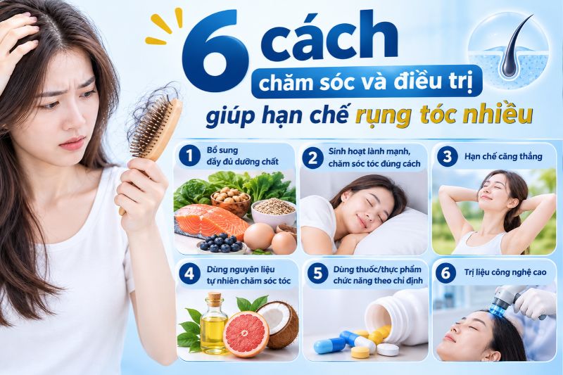 6 cách chăm sóc và điều trị giúp hạn chế tình trạng rụng tóc nhiều 