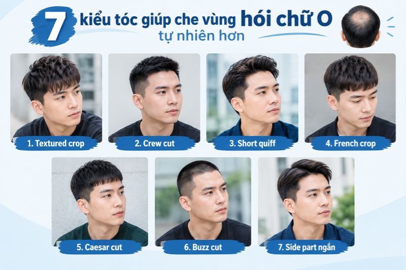  7 kiểu tóc giúp che vùng hói chữ O tự nhiên hơn 