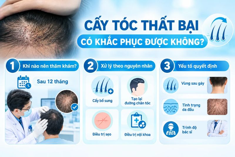 Cấy tóc thất bại có khắc phục được không 