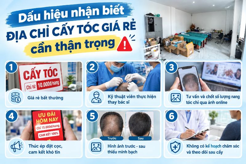 Dấu hiệu nhận biết địa chỉ cấy tóc giá rẻ cần thận trọng 