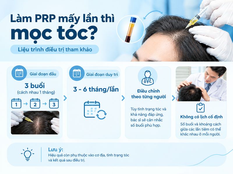 Làm PRP mấy lần thì mọc tóc? Liệu trình điều trị tham khảo 