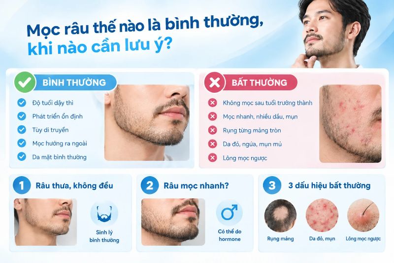 Mọc râu thế nào là bình thường, khi nào cần lưu ý 