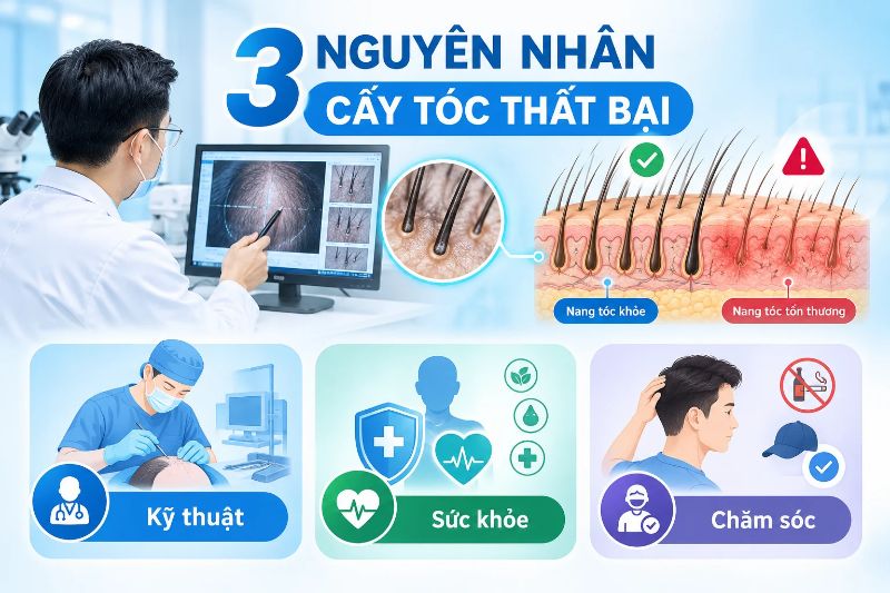 Cấy tóc thất bại do đâu? 3 nhóm nguyên nhân chính  