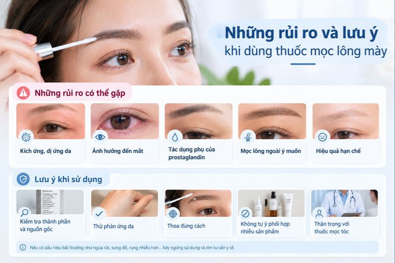 Những rủi ro và lưu ý khi dùng thuốc mọc lông mày 