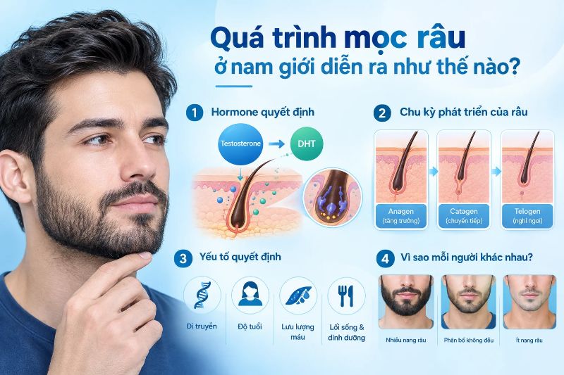 Quá trình mọc râu ở nam giới diễn ra như thế nào 