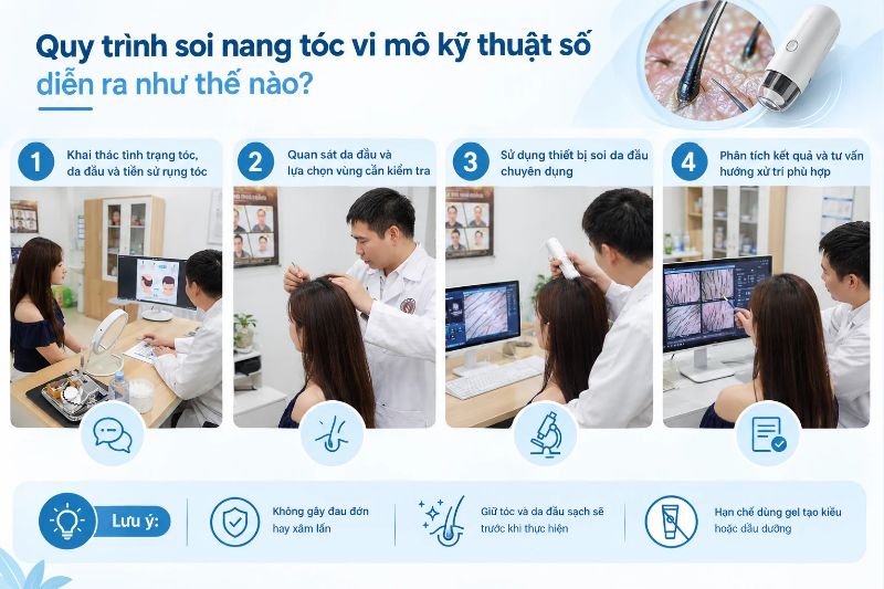 Quy trình soi nang tóc vi mô kỹ thuật số diễn ra như thế nào? 