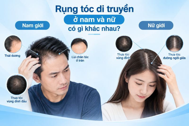 Rụng tóc di truyền ở nam và nữ có gì khác nhau?  