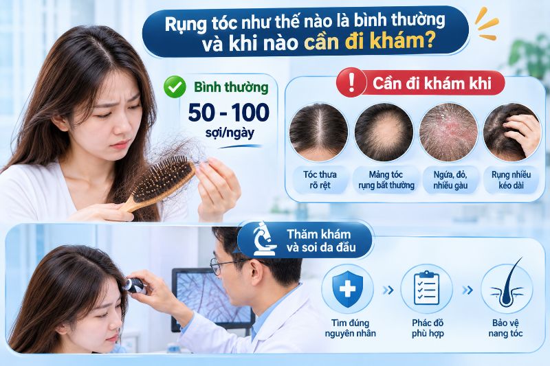 Rụng tóc như thế nào là bình thường và khi nào cần đi khám 