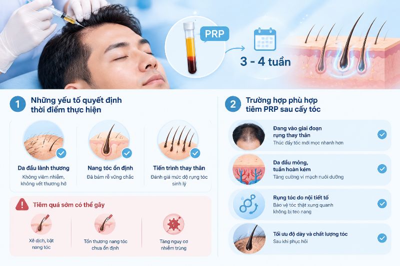 Thời điểm sử dụng PRP sau cấy tóc và những trường hợp phù hợp 