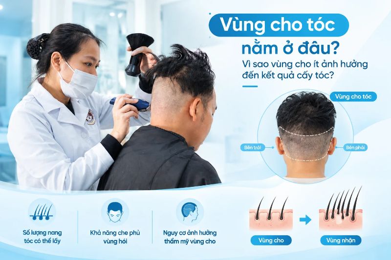 Vùng cho tóc nằm ở đâu? Vì sao vùng cho ít ảnh hưởng đến kết quả cấy tóc? 