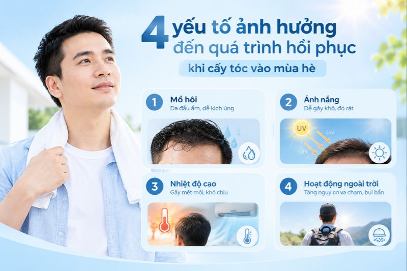 Yếu tố ảnh hưởng đến quá trình hồi phục khi cấy tóc vào mùa hè  