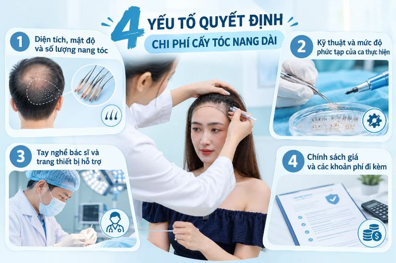 4 yếu tố quyết định chi phí cấy tóc nang dài 