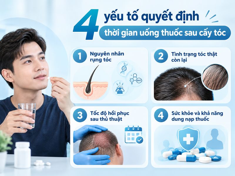 4 yếu tố quyết định thời gian uống thuốc sau cấy tóc 